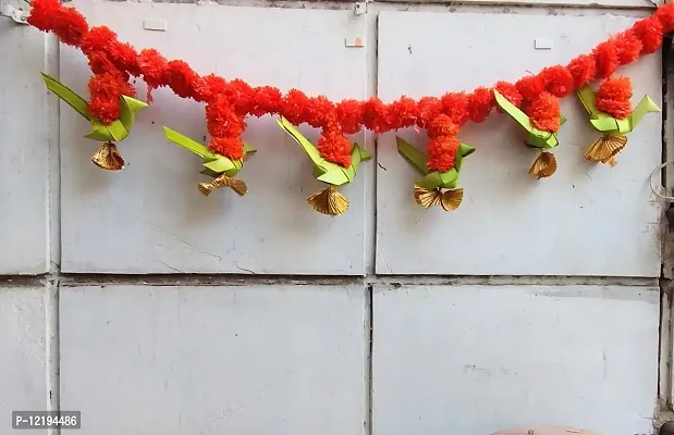 KPH Rajasthani Diwali toran Artificial Marigold Flower Genda Phool with Parrot Toran Bandarwar for Main Entrance Door Diwali/Festival Occasion Pack of 1