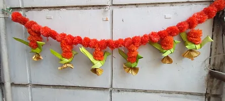 KPH Rajasthani Diwali toran Artificial Marigold Flower Genda Phool with Parrot Toran Bandarwar for Main Entrance Door Diwali/Festival Occasion Pack of 1-thumb1
