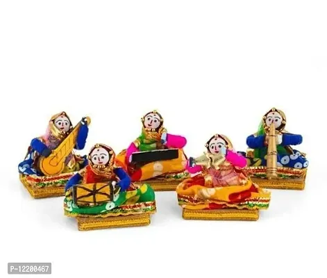 KPH Rajasthani Handmade Rajasthani Musician Female Bawla Puppets Idol Multicolor, 5 Pieces (Female Puppets)