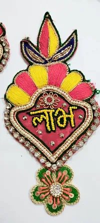 KPH Rajasthani Handmade Buti, Shubh labh Door Hanging Unique, buti for Decoration, shubh labh Hanging, shubh labh for Diwali Decoration, Diwali Decor Pack of 1 Pai-thumb1