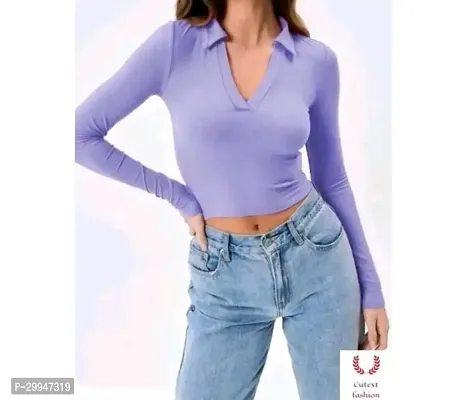 Elegant Purple Lycra Solid Top For Women-thumb0