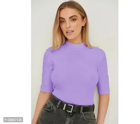 Elegant Purple Lycra Solid Top For Women