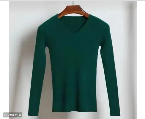 Elegant Green Lycra Solid Top For Women-thumb0