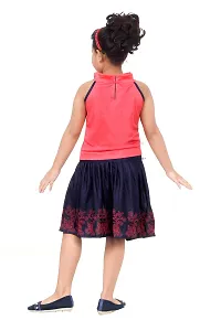 Girls fancy printed top and skirt set-thumb1