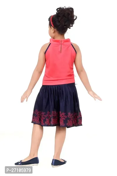 Girls fancy printed top and skirt set-thumb2