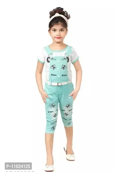 Fancy Denim Dungaree and Top Set For Baby Girl