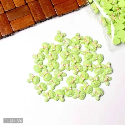 Indian Petals Flat Base Bunny Cabochons for DIY Craft, Trousseau Packing or Decoration, Light Green, Pack of 300