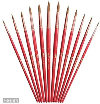 Macaw Painting Brushes Set Of 12 Professional Round Pointed Tip Nylon Hair Artist Acrylic Paint Brush For Acrylic, Watercolor, Oil Painting - Assorted (Set Of 12, Red)-thumb0