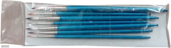Macaw Round Painting Brush Set 7 Pieces For Acrylic, Watercolor Size 1-7 (Blue)