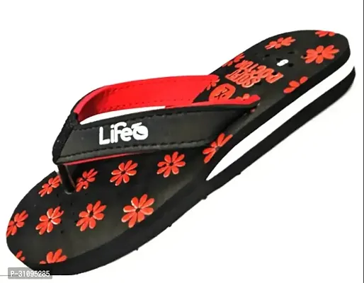 Elegant Black EVA Printed Flip Flops For Women Pack of 1-thumb2