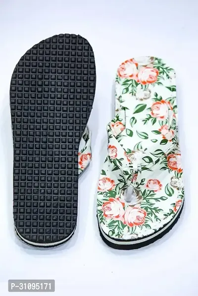 Elegant White Synthetic Printed Flip Flops For Women Pack of 1-thumb2