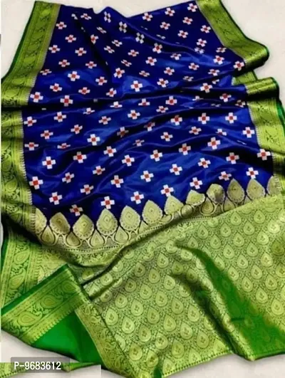 Classic Satin Silk Woven Design Saree with Blouse Piece-thumb0