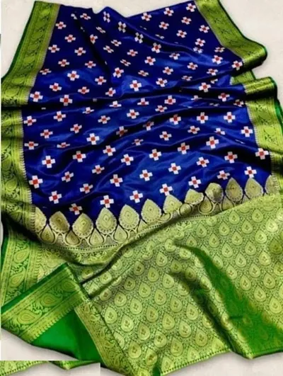 Satin Silk Woven Design Sarees with Blouse Piece