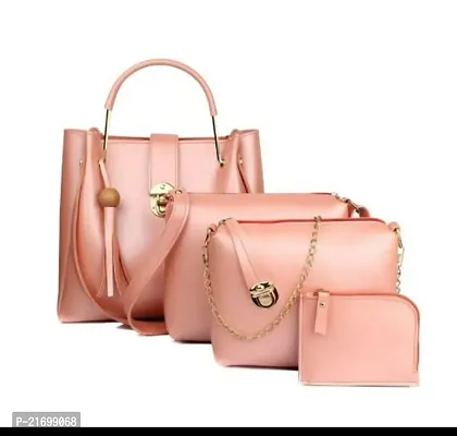 Stylish Pink Leather  Handbags For Women-thumb0