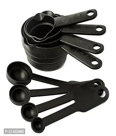 Khushi Fab's Plastic Measuring Spoon and Cup Set, 8-Pieces (Black, Pack of 1)-thumb4