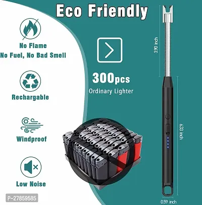 Electric USB Rechargeable Lighter, Arc Lighter with 360ordm; Flexible Handle, Windproof Flameless Candle Lighter for Kitchen, Barbecue, Gas Stove, Fireplace, Cigarette, Camping Tours Aluminum Gas Lighter-thumb3