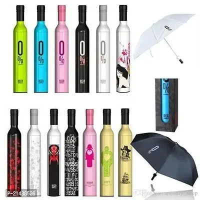 Khushi Fab's Double Layer Folding Portable Wine Bottle Umbrella with Bottle Cover for UV Protection  Rain (Color As Per Availability)