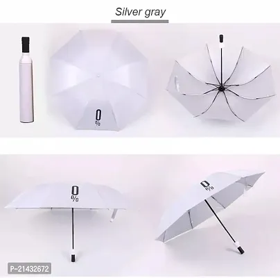 AUGEN Folding Portable Umbrella with Bottle Cover for UV Protection  Rain Umbrella Mini Travel (Grey/White, Pack of 1)-thumb4