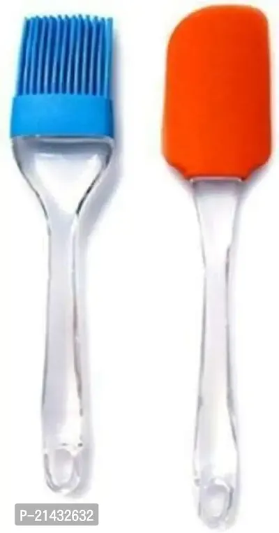 Khushi Fab's Silicone Non-Sticky Spatula and Oil Brush Reusable Kitchen Set for Cooking Multicolor