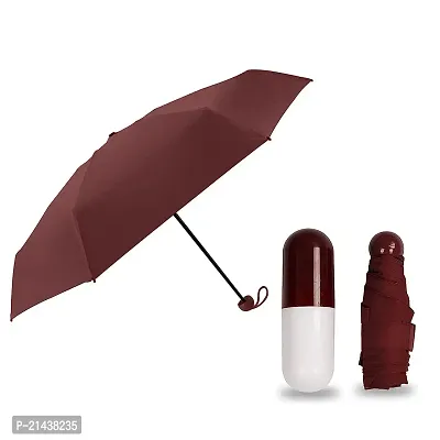 Viha Fab's Folding Capsule Umbrella (Brown_Umbrella-Capsule-Red)