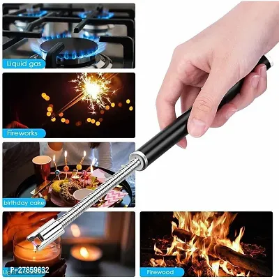 USB Plasma Rechargeable Electric Lighter for Kitchen, Pooja Room, Candles, BBQ, Cigars, Multi Purpose - 360 Degree Flexible  Windproof-thumb0