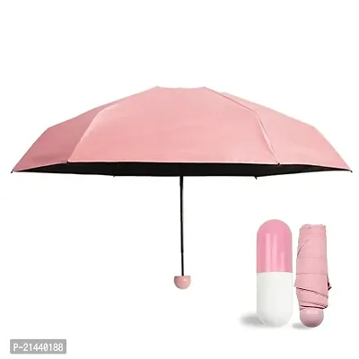 Viha Fab's Ultra Lights and Small Mini Umbrella with Cute Capsule Case, 5 Folding Compact Pocket Umbrella, Especially for Kids (Pink)