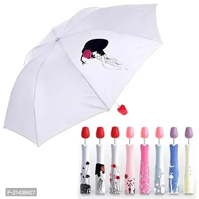 Khushi Fab's Lightweight Waterproof UV Protection Mini Folding Creative Rose Flower Case Canvas Plastic Umbrella with Compact Bottle Multicolour (Pack of 1)-thumb0