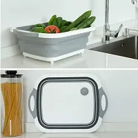 Khushi Fab's Foldable Food Strainers Dishpan Colander Over The Sink Fruits/Vegetable Draining Basket,Folding Cutting Board for Camping, Picnic,BBQ,Kitchen-thumb2