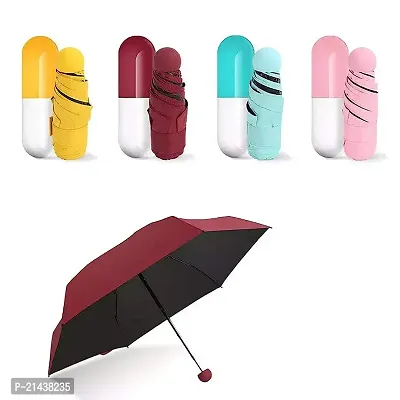 Viha Fab's Folding Capsule Umbrella (Brown_Umbrella-Capsule-Red)-thumb2