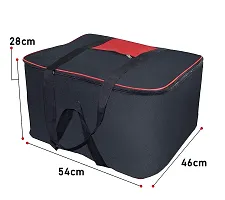 Khushi Fab's Nylon Big Underbed Storage Bag Moisture Proof Cloth Organiser with Zippered Closure and Handle(BlackRed, 54x46x28cm) Rectangular-thumb2