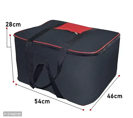 Khushi Fab's Nylon Big Underbed Storage Bag Moisture Proof Cloth Organiser with Zippered Closure and Handle(BlackRed, 54x46x28cm) Rectangular-thumb3