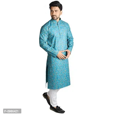 RIGAL Men's Magic Printed Leaf Kurta Pyjama Set-thumb2