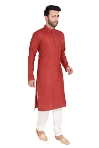 RIGAL Men's Plain Poly Cotton Kurta Pyjama Set-thumb1