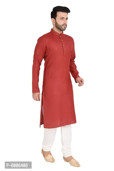 RIGAL Men's Plain Poly Cotton Kurta Pyjama Set-thumb2