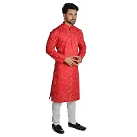 RIGAL Men's Magic Printed Kurta Pyjama Set (44, Maroon/Red)-thumb1