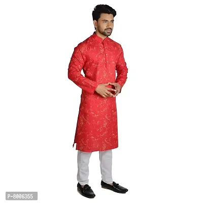 RIGAL Men's Magic Printed Kurta Pyjama Set (44, Maroon/Red)-thumb2