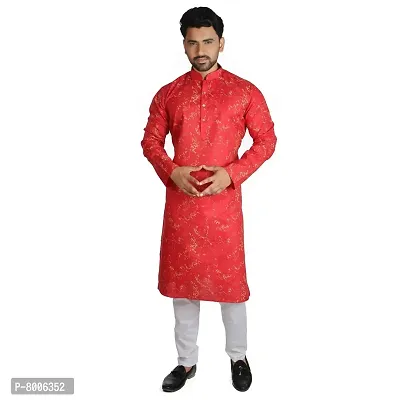 RIGAL Men's Magic Print Maroon Red Kurta Pyjama (46, Maroon/Red)-thumb0