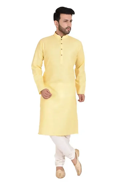 RIGAL Men's Plain Poly Cotton Kurta Pyjama Set