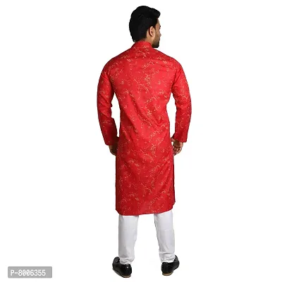 RIGAL Men's Magic Printed Kurta Pyjama Set (44, Maroon/Red)-thumb4