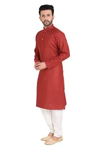 RIGAL Men's Plain Poly Cotton Kurta Pyjama Set-thumb2