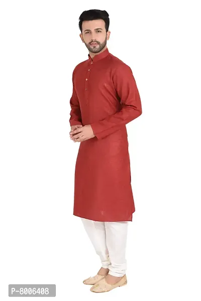 RIGAL Men's Plain Poly Cotton Kurta Pyjama Set-thumb3