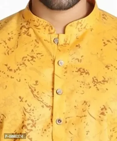 RIGAL Men's Magic Printed Kurta Pyjama Set For Men (Yellow; 46)-thumb5