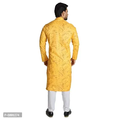 RIGAL Men's Magic Printed Kurta Pyjama Set For Men (Yellow; 46)-thumb4