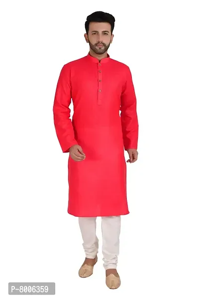 RIGAL Men's Plain Poly Cotton Kurta Pyjama Set-thumb0