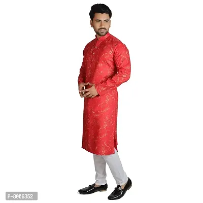 RIGAL Men's Magic Print Maroon Red Kurta Pyjama (46, Maroon/Red)-thumb2