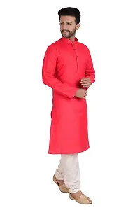 RIGAL Men's Plain Poly Cotton Kurta Pyjama Set-thumb1