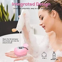 2 Pcs Combo Silicone Body Back Scrubber with soap dispenser and bath belt Double Side Bathing Brush For Skin Deep Cleaning Massage, Dead Skin Removal Exfoliating Belt For Shower, Easy To Clean,body Br-thumb2