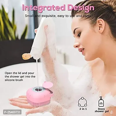 2 Pcs Combo Silicone Body Back Scrubber with soap dispenser and bath belt Double Side Bathing Brush For Skin Deep Cleaning Massage, Dead Skin Removal Exfoliating Belt For Shower, Easy To Clean,body Br-thumb3