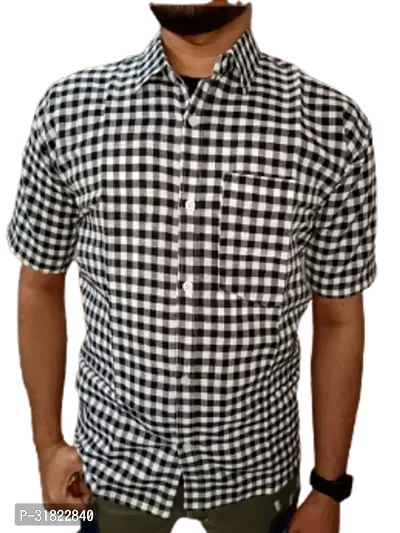 Stunning Khadi Cotton Checked Casual Shirts For Men And Boys-thumb0