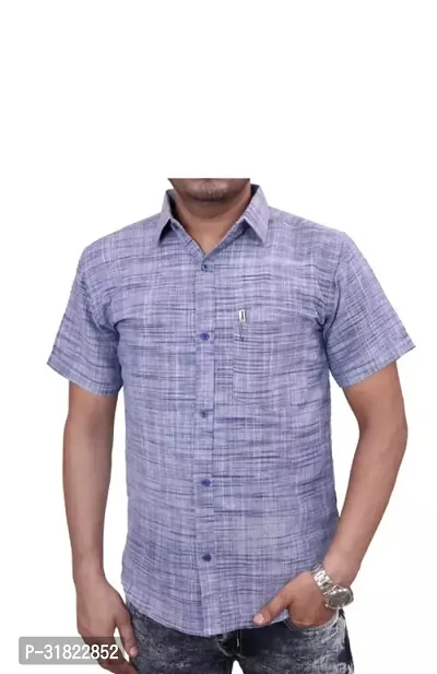 Stunning Khadi Cotton Self Pattern Casual Shirts For Men And Boys-thumb0